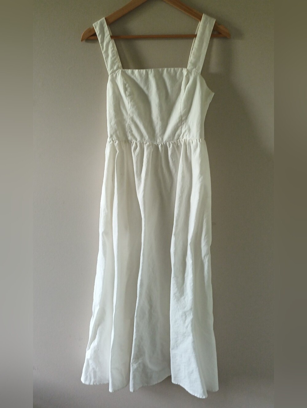 White Square-Neck Linen/cotton Sundress Xs